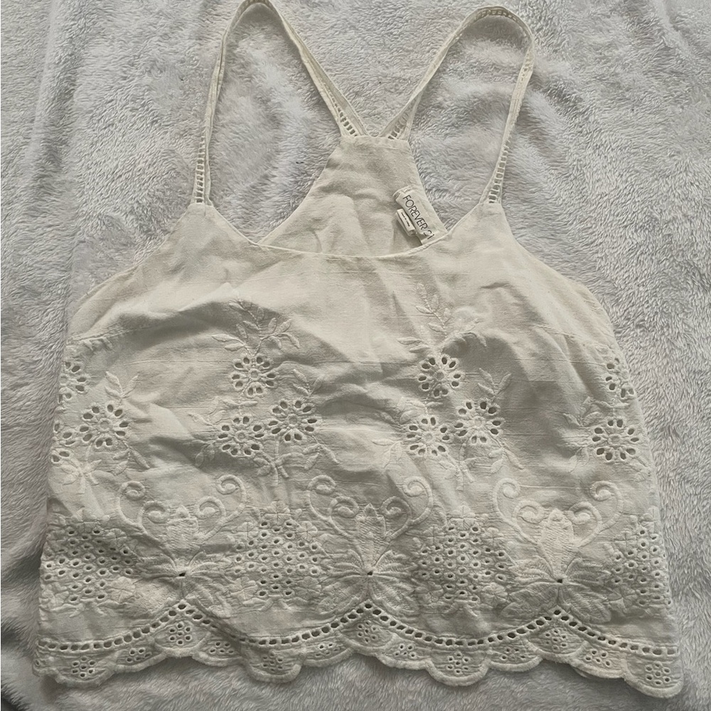 Forever 21 Cream Lace Tank Top